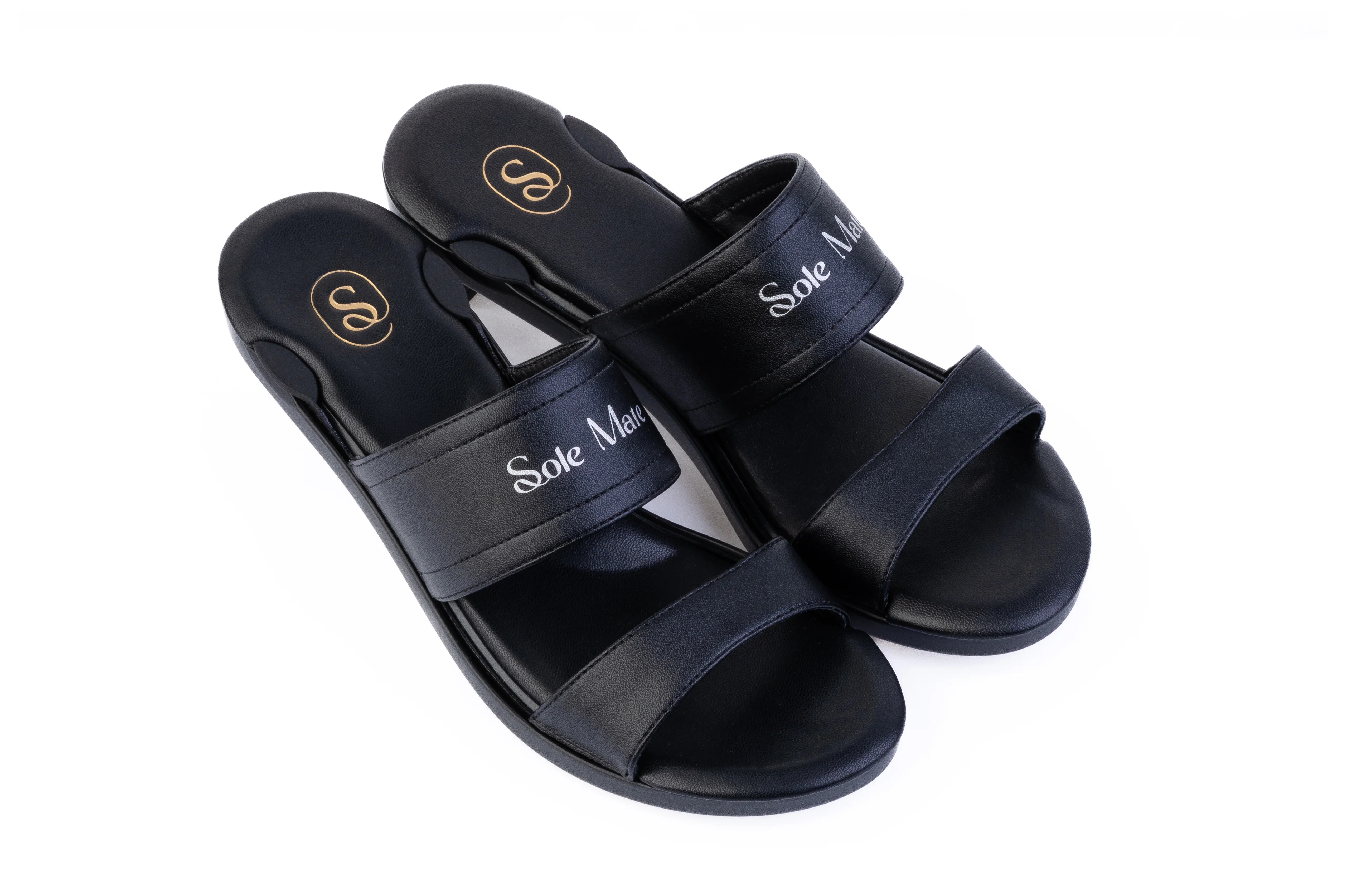 Black Vani Padded — snap-on sandal top by Sole Mate