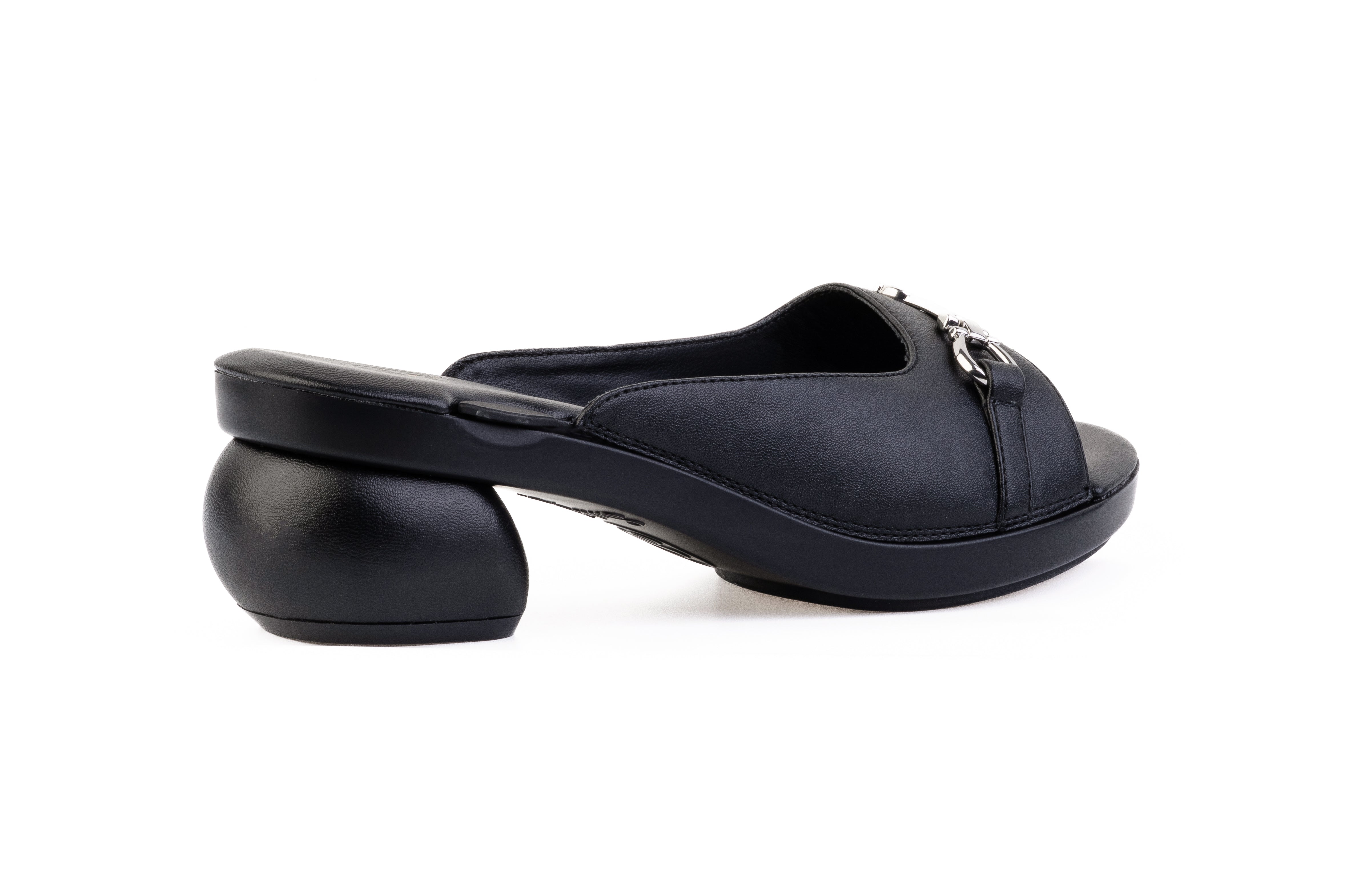 Beige Lux Metallic Slide sandal top — swappable strap design