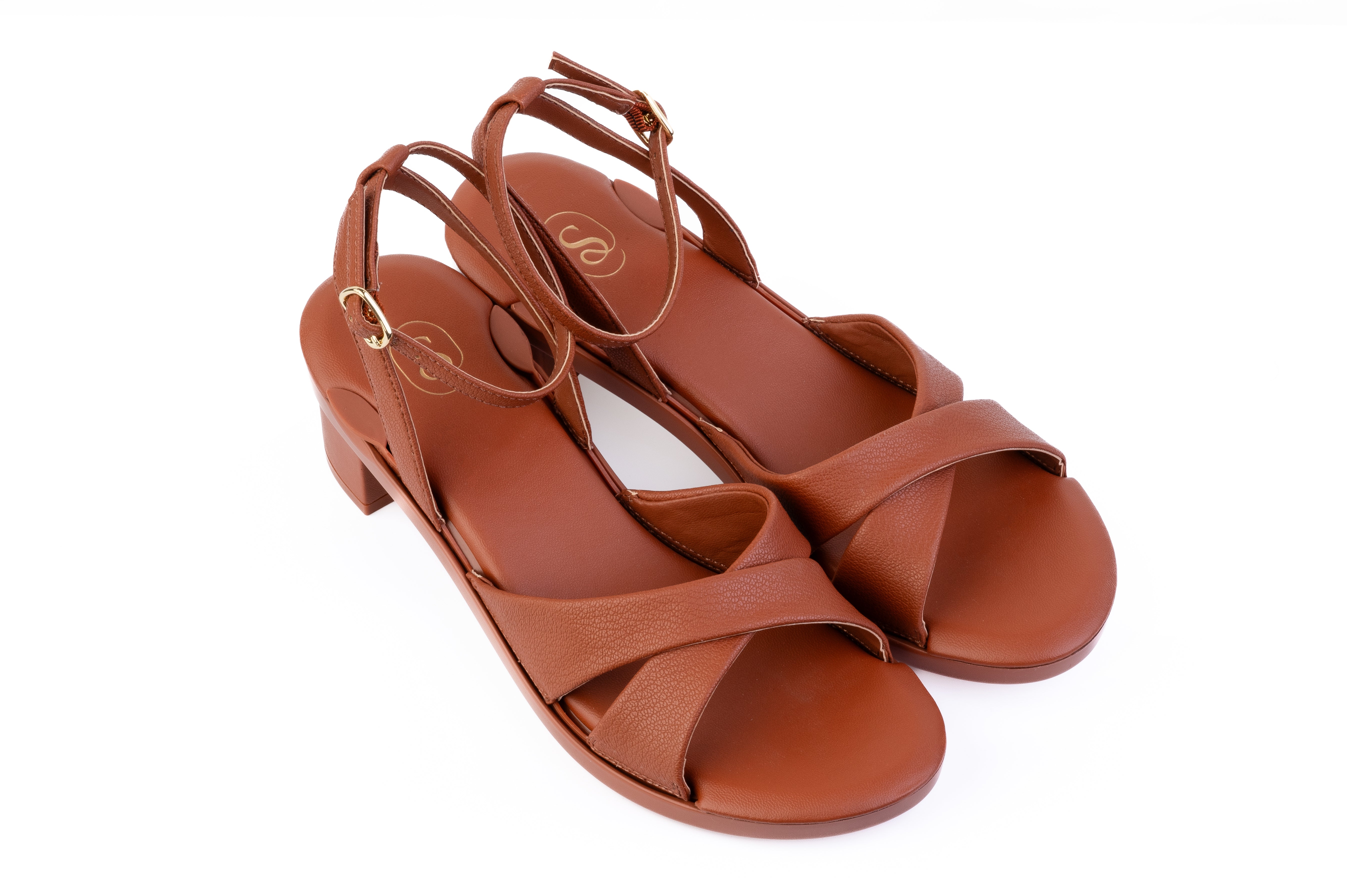 Brown Daya Cross-Strap — snap-on sandal top by Sole Mate