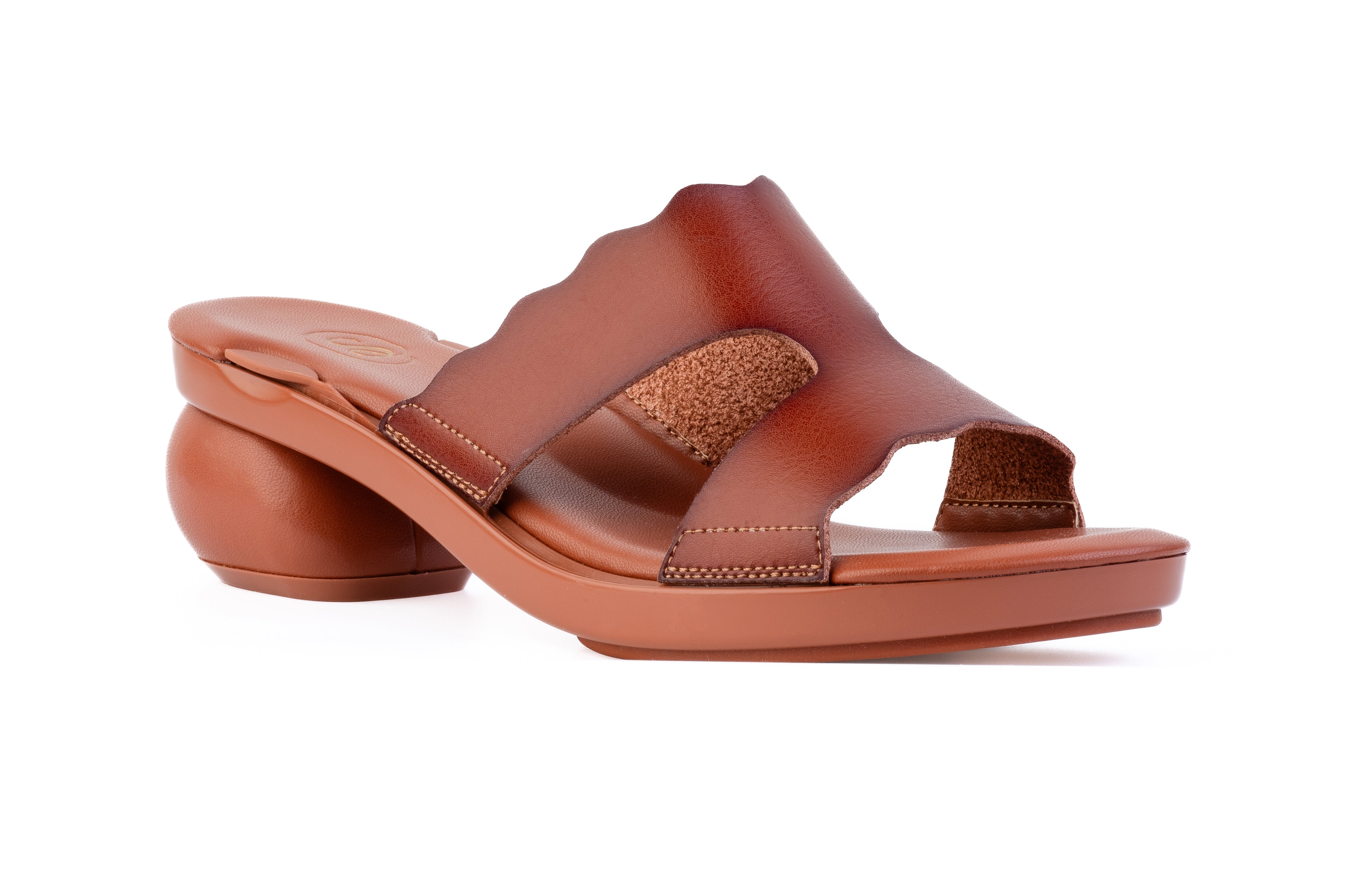 Estrella Scalloped sandal top in Brown — interchangeable design