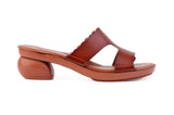 Estrella Scalloped sandal top in Brown — interchangeable design
