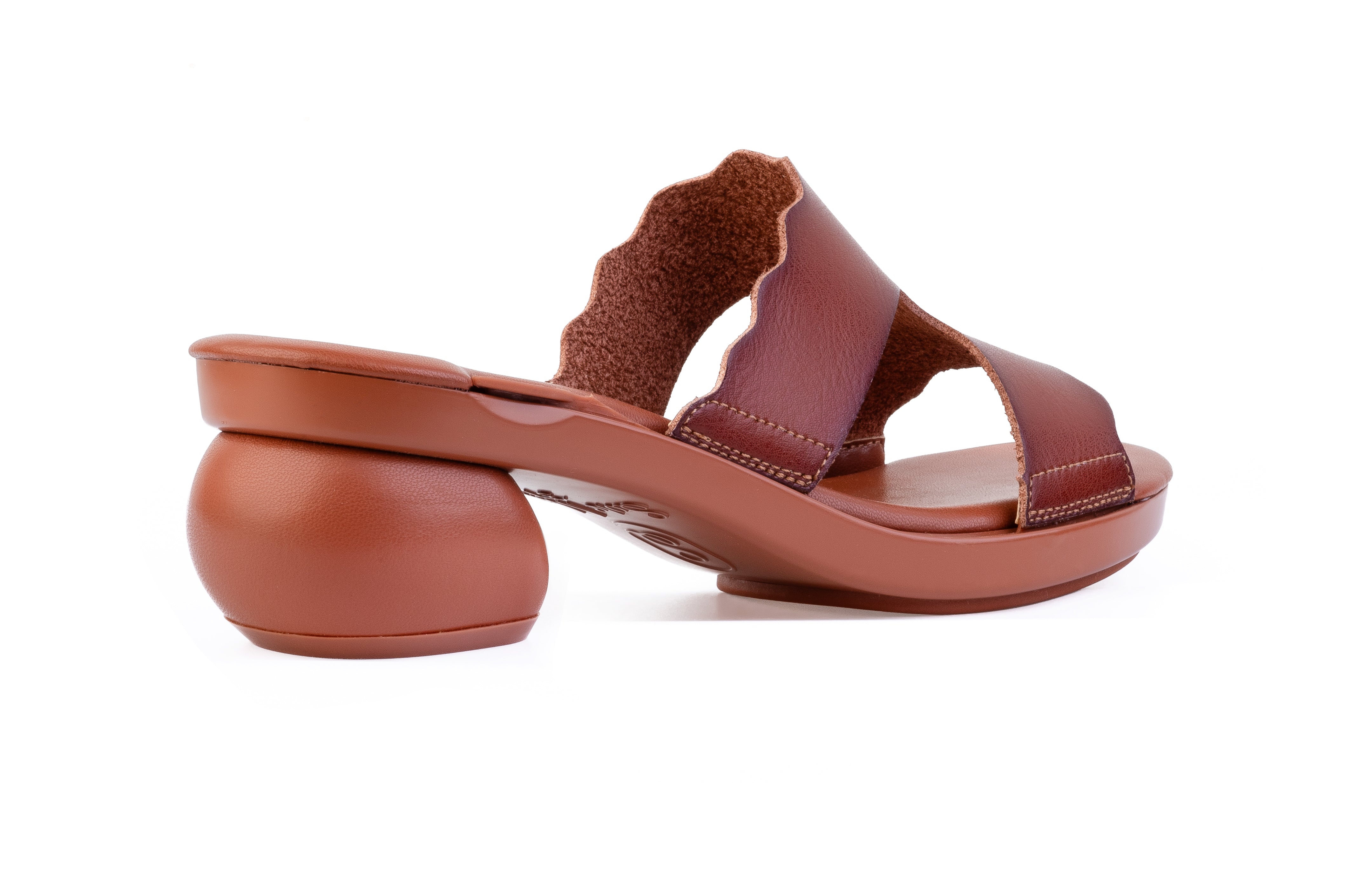 Brown Estrella Scalloped — snap-on sandal top by Sole Mate