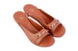 Beige Lux Metallic Slide sandal top — swappable strap design