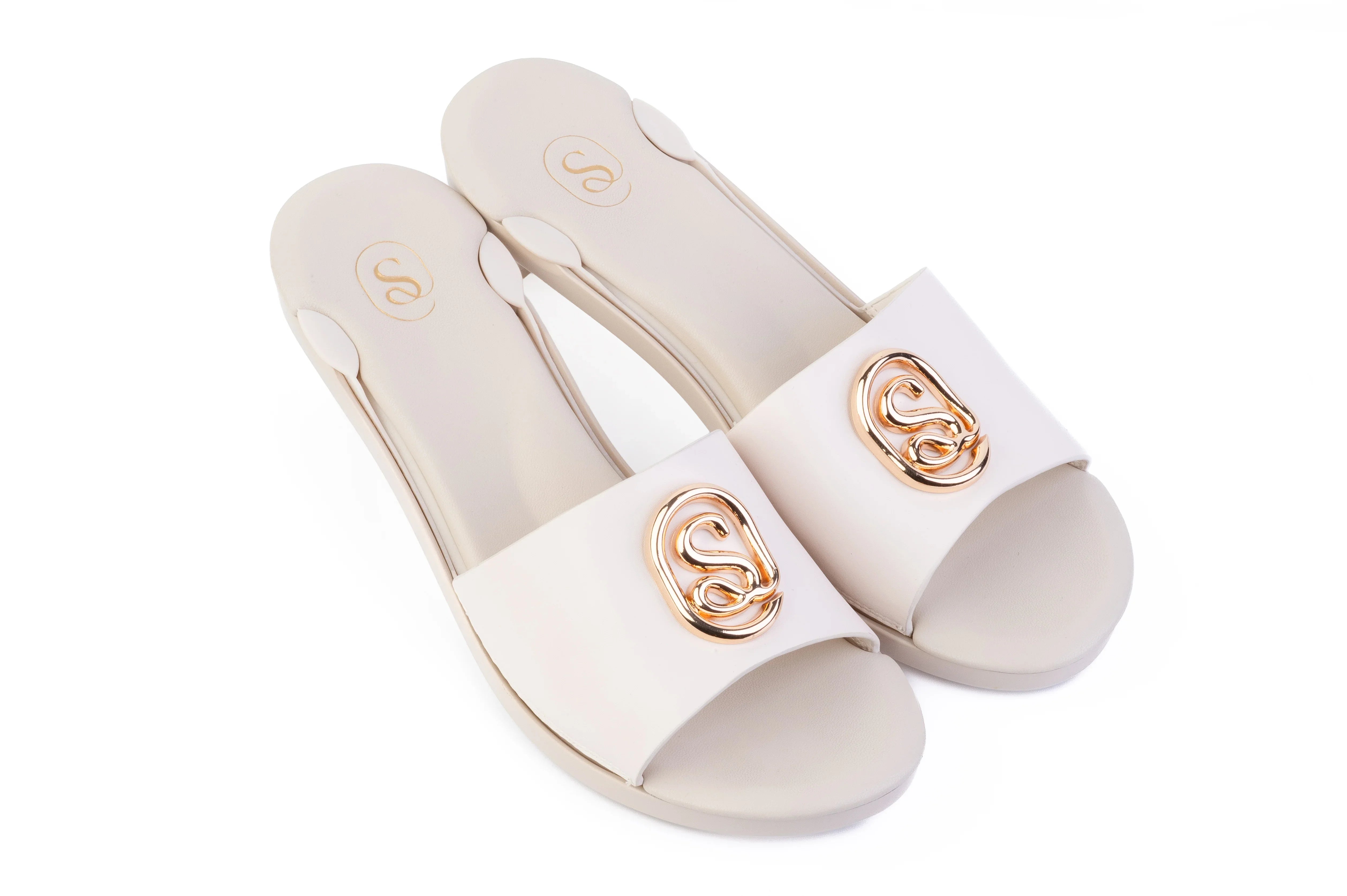 Beige Solen Slide — snap-on sandal top by Sole Mate