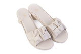 Lorin Ruched Bow sandal top in Beige — interchangeable design