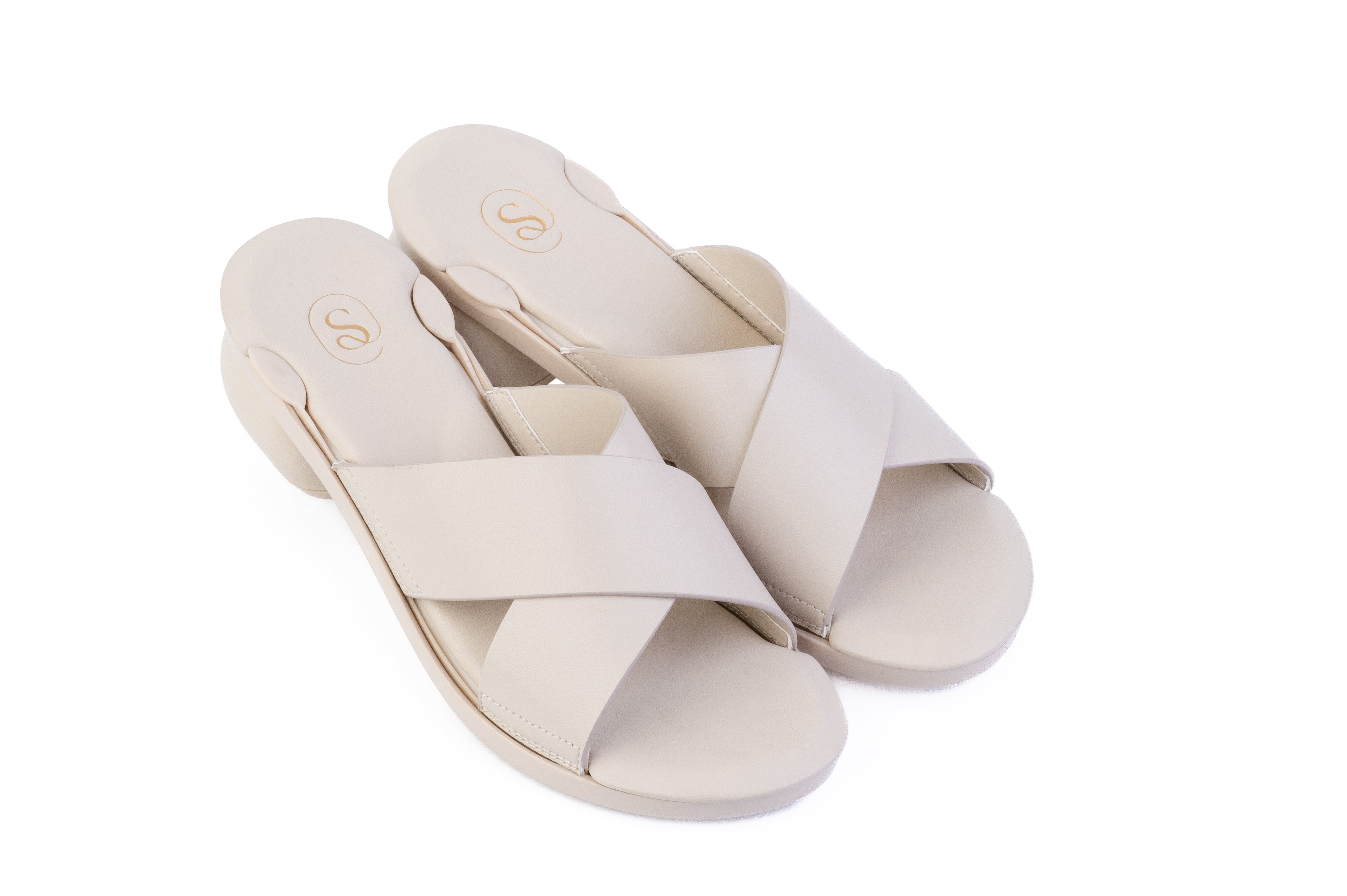 Beige Aria X-Strap sandal top — Sole Mate modular sandals