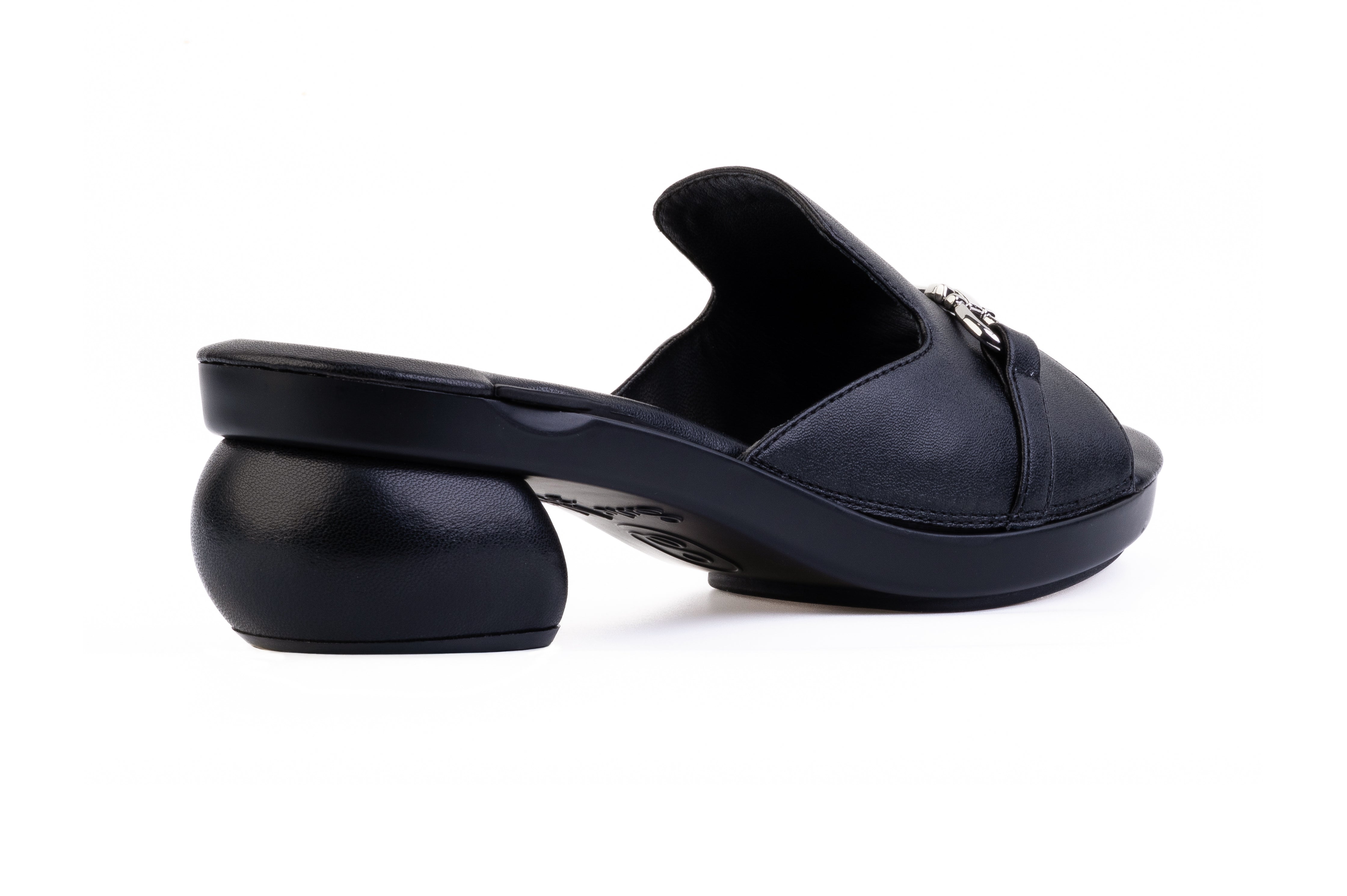 Black Oriya Loafer sandal top — swappable strap design