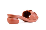 Beige Lorin Ruched Bow sandal top — swappable strap design