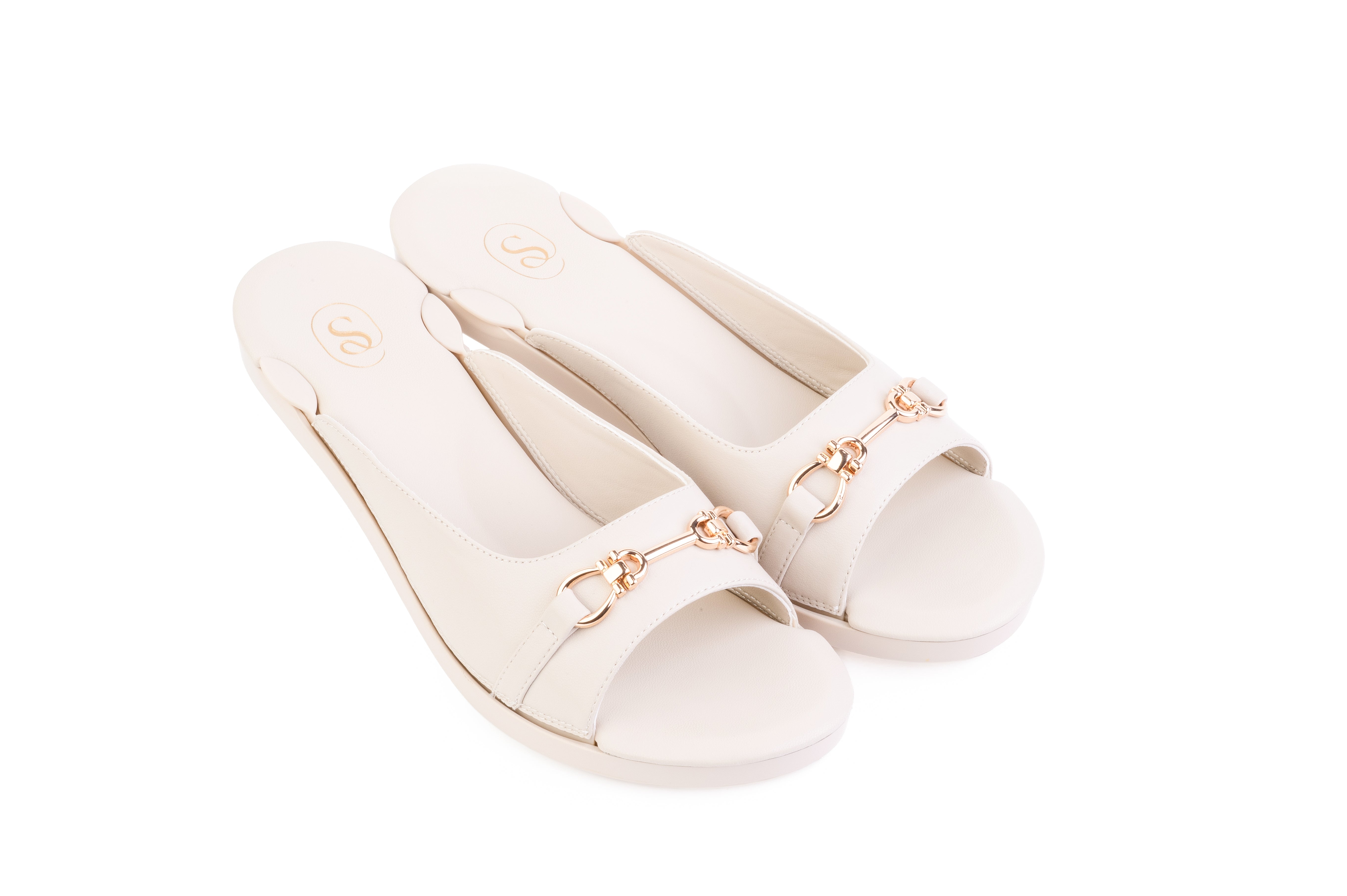 Lux Metallic Slide sandal top in Beige — interchangeable design