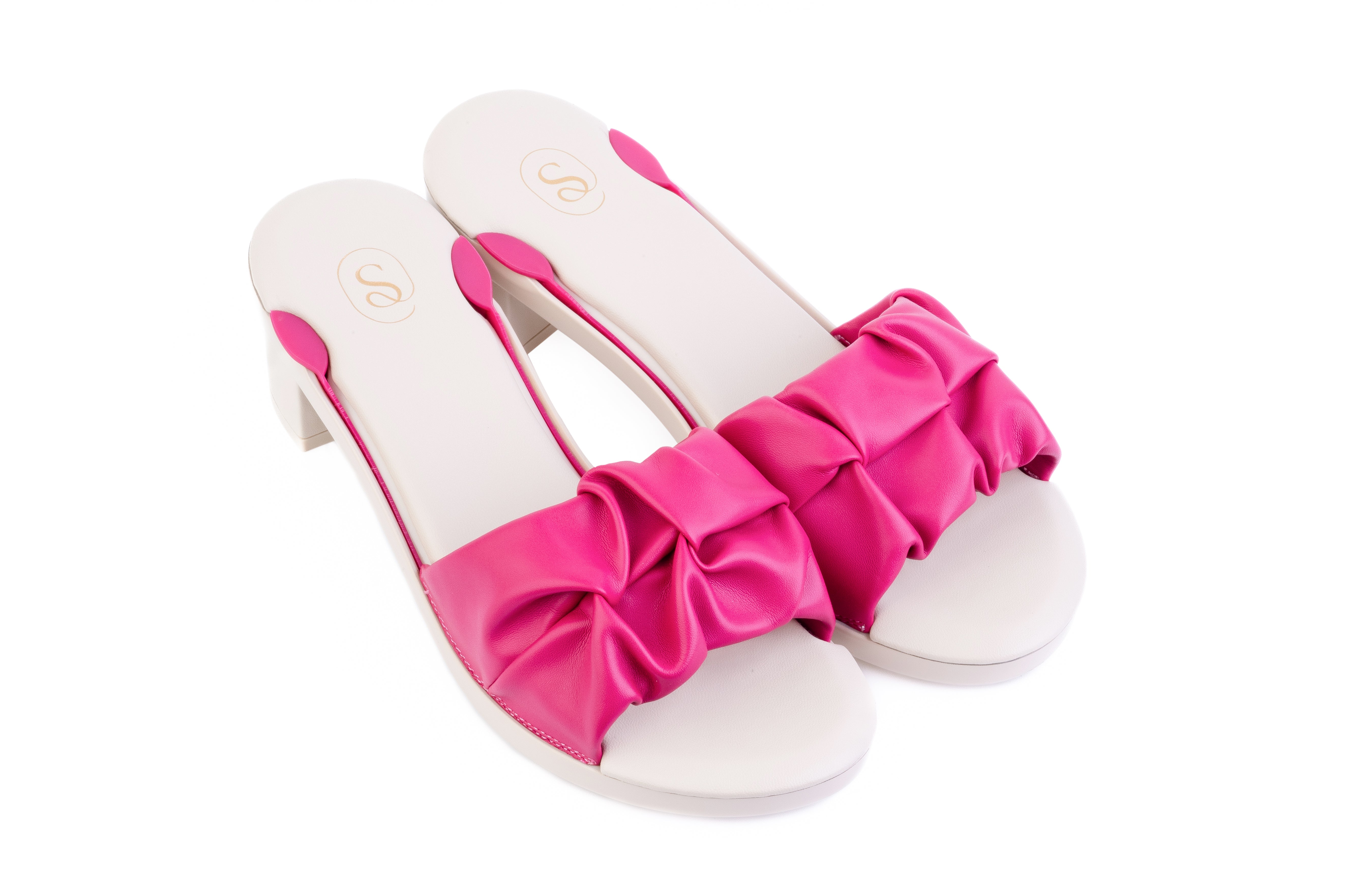 Beige Lorin Ruched Bow sandal top — Sole Mate modular sandals