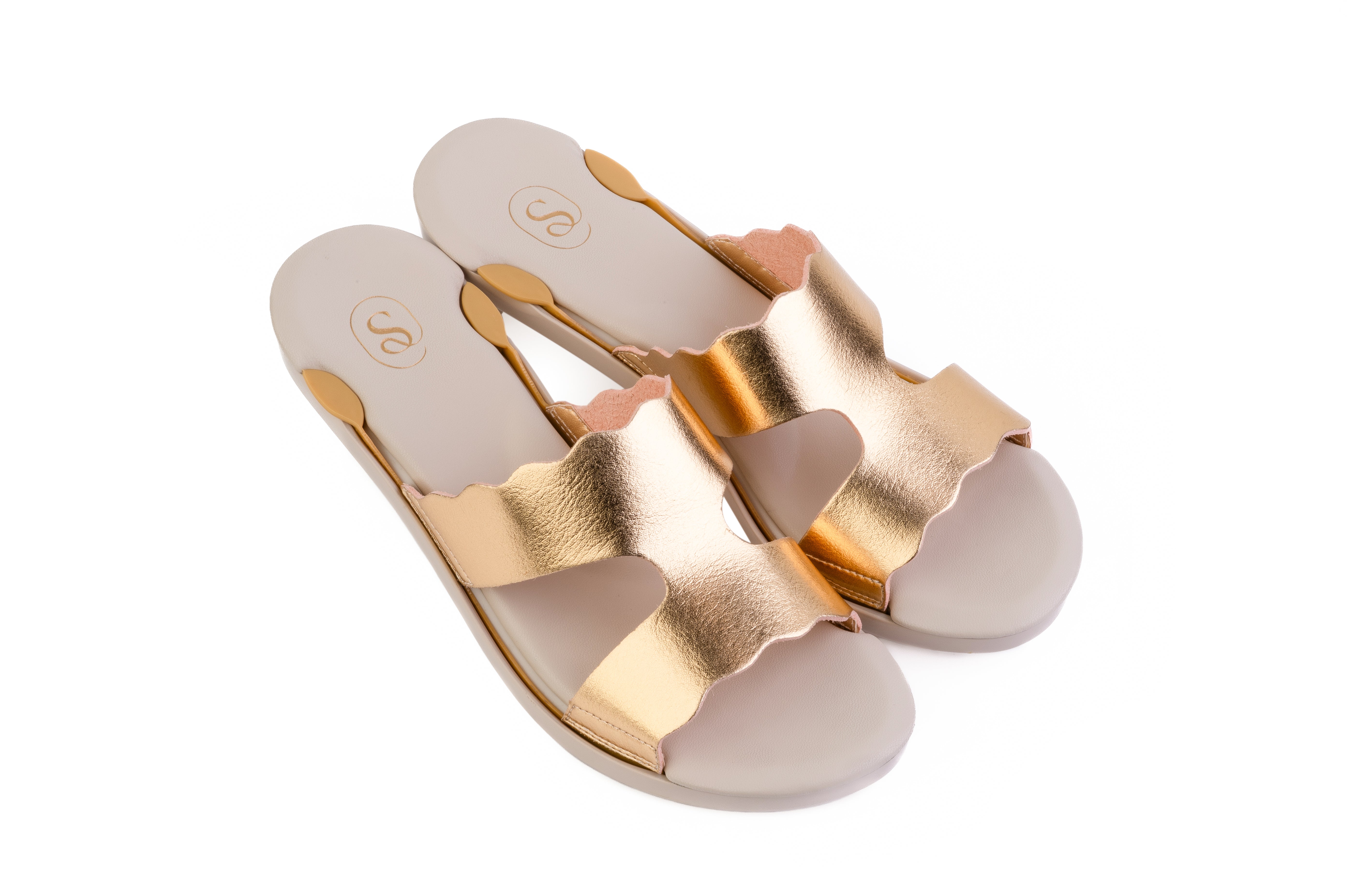 Brown Estrella Scalloped — snap-on sandal top by Sole Mate
