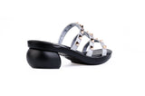 Silver Tiva Studded sandal top — swappable strap design