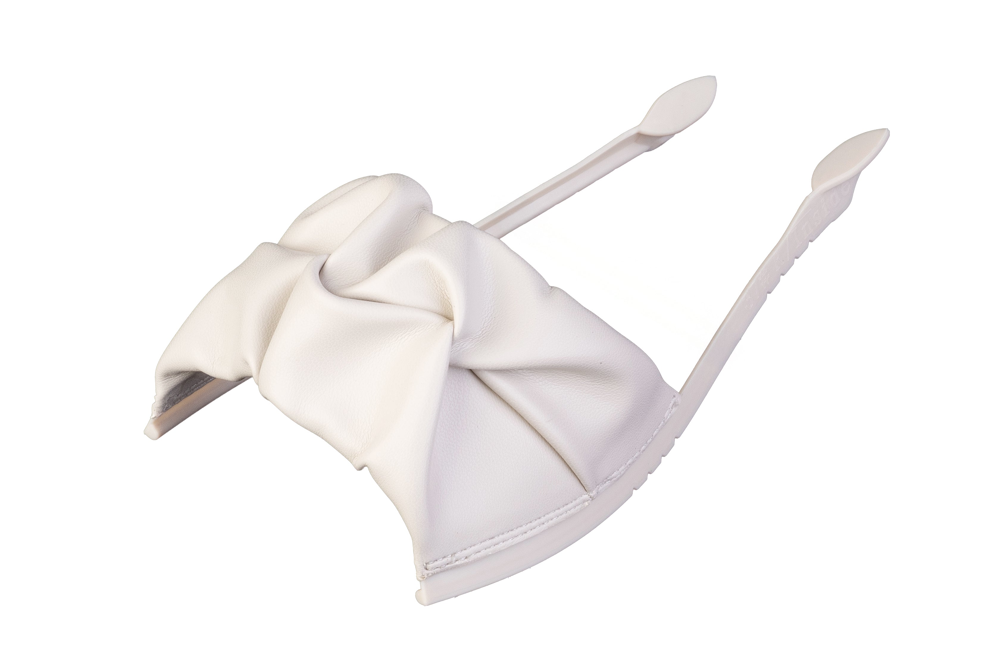 Beige Lorin Ruched Bow — snap-on sandal top by Sole Mate