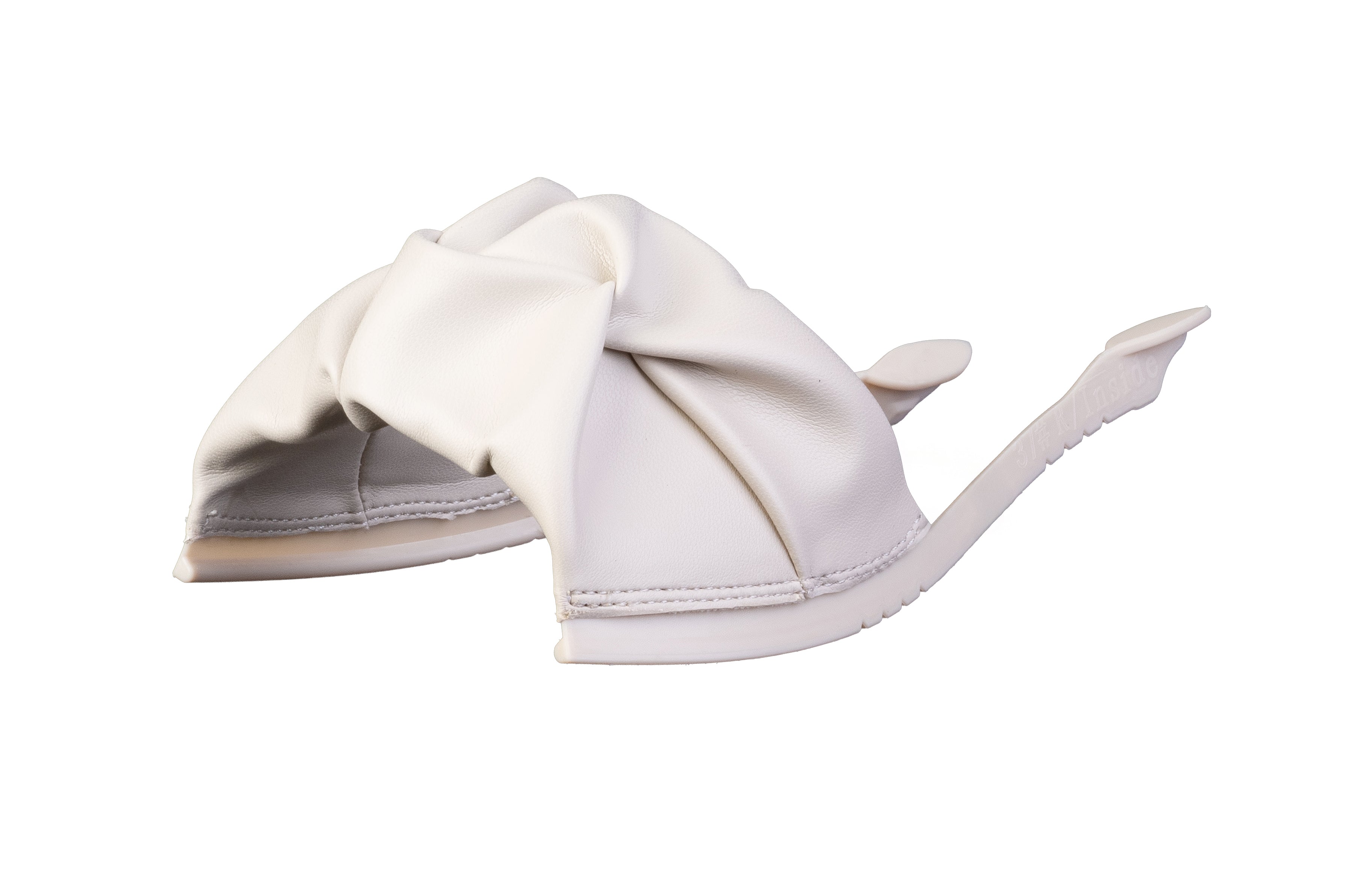 Lorin Ruched Bow sandal top in Beige — interchangeable design