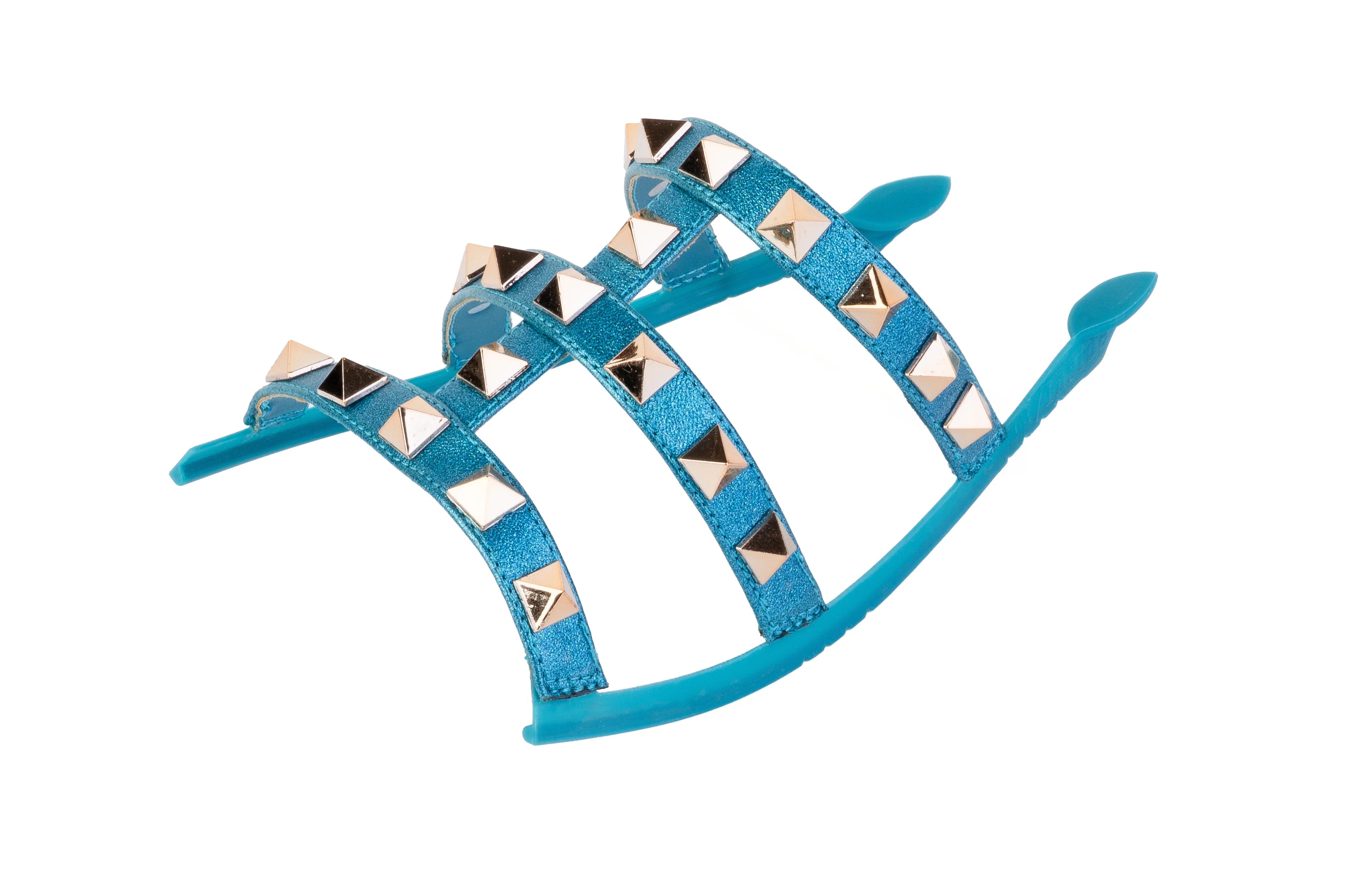 Silver Tiva Studded sandal top — swappable strap design